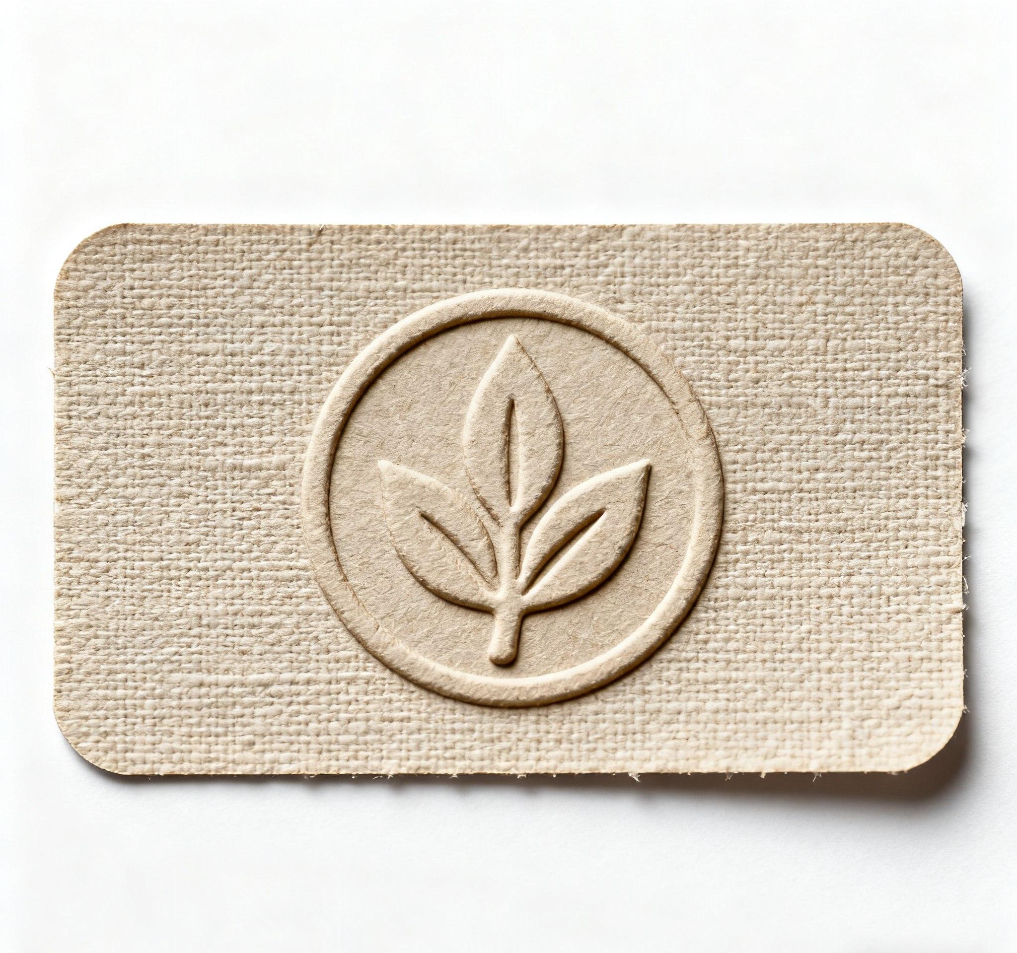 Embossed label tag with raised logo design